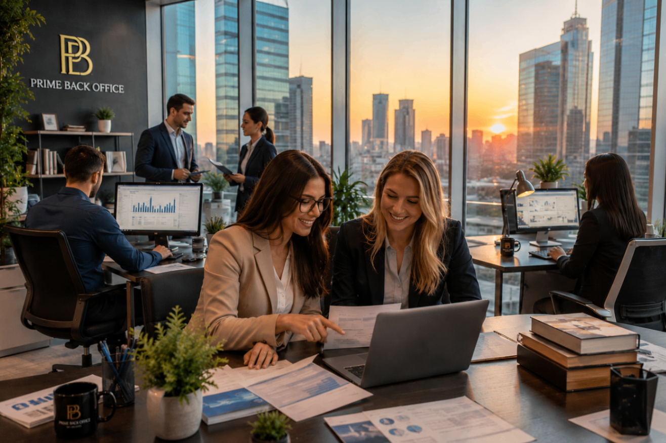 Prime Back Office professional team working in modern office
